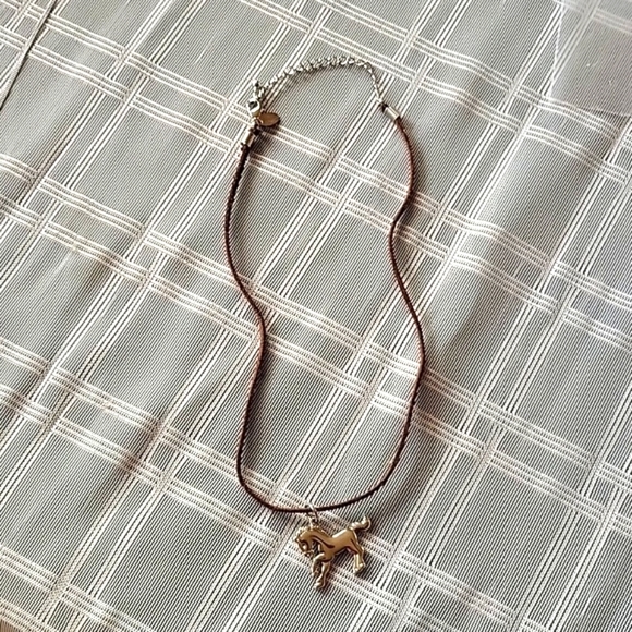 Lia Sophia Horse Necklace on Brown Cord - Picture 2 of 5